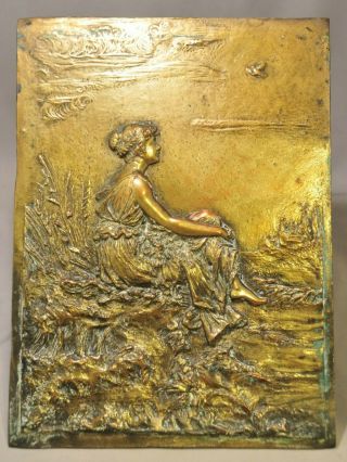 Fantastic 19th Century Neo - Classical Copper Gold Gilt Plaque - Signed
