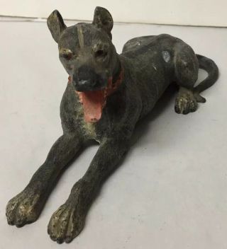 Vintage Art Deco Cold Painted Spelter Dog Figure Statue Figurine,  Great Dane?