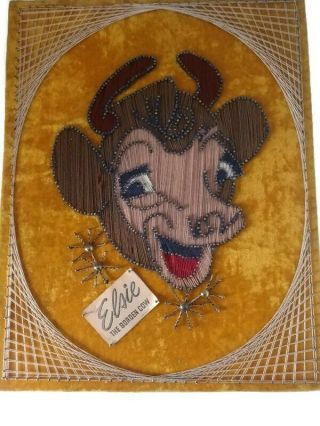 Vintage Elsie The Borden Cow Picture String Wall Art Decor Collectibles Gift