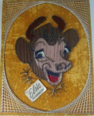 Vintage Elsie The Borden Cow Picture String Wall Art Decor Collectibles Gift 2