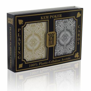 Kem Arrow Black Gold 100 Plastic Playing Cards - Poker Size Jumbo Index