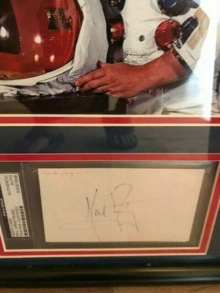 NEIL ARMSTRONG FIRST MAN ON THE MOON SIGNED CUT PHOTO SLABBED PSA/DNA 3