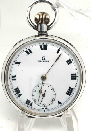 A Lovely Vintage Silver Open Faced Omega Pocket Watch