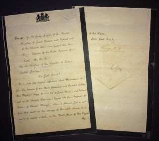 1910 Great Britain King George V Signed Document Announcing Death Of Edward Vii