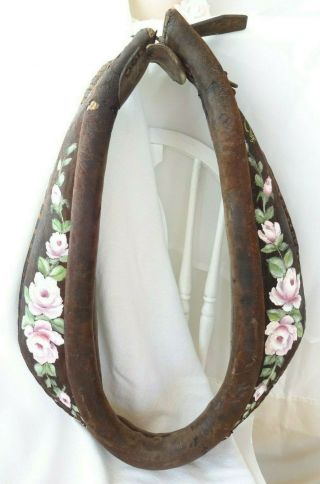 Bydas Vintage Horse Yoke Collar W Pink Roses Hp Hand Painted Chic Shabby Cottage