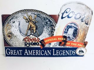 Vintage 1993 Coors Rodeo Coors Light Metal Tin Bar Sign 27.  5x18 Prca