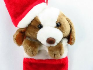 Vintage Stocking Dog Plush Head 3d Paw Christmas Puppy Bag Stuffed Animal 20 "