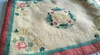 Vtg Petit Point Rug Miniature Doll House Area Room Size Embroidery Needlepoint A
