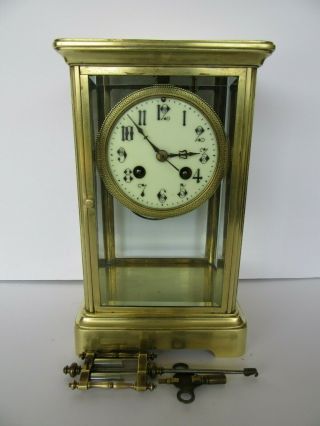 Antique 19th Century Brass France Regulator Clock,  Mercury Pendulum