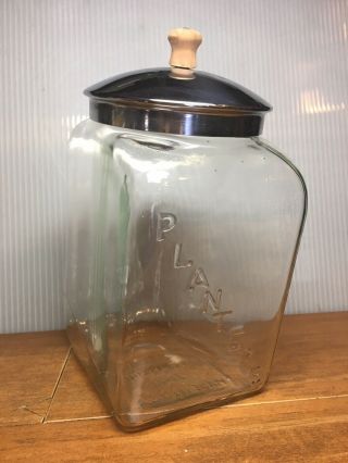 Vintage Planters Peanut Streamline Glass Jar - General Store Display - Embossed