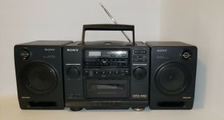 Vintage Sony Mega Bass Am/fm Radio Cd Cassette Tape Speaker Boom Box Cfd - 440