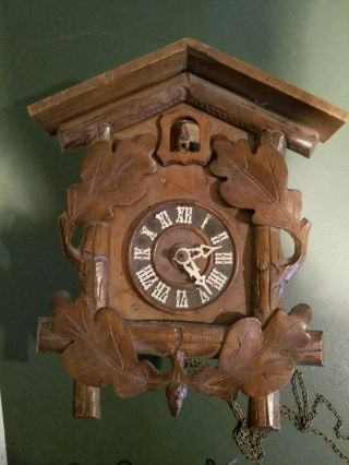 Early Antique Wood Plate Cuckoo Clock