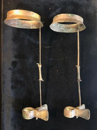 2 Antique 19c Victorian Metal Shade Holders For Candles - Clip On The Candles