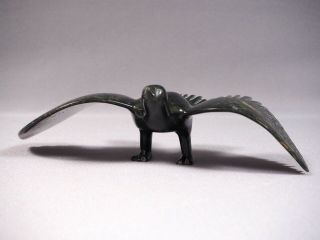 Vintage Inuit Canada Native American Soapstone Carving Flying Bird Goose Signed