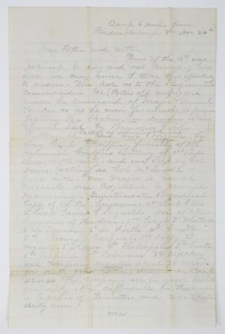 1862 Civil War Letter Burnside Threatens To Shell Fredericksburg 14th York
