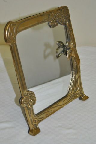 Solid Brass Art Nouveau Nude 3d Lady By The Lake Vanity Dresser Table Mirror