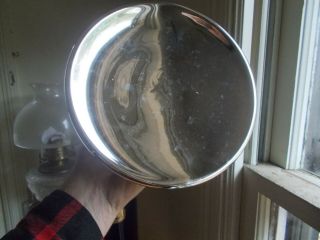 Antique 8 " Mercury Glass Reflector For 1800s Kerosene Oil Lamp Shiny
