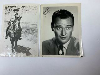 2 John Wayne Signed Autographed 5 X 7 Photo Rare Fan Mail Horse Western