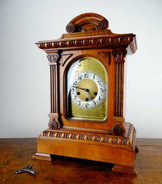 Antique Bracket Mantel Clock Westminster Chiming 1/4 Strike By Junghans Germany