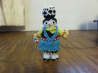 Vintage Zuni Indian Beaded Doll - Olla - 3 1/2 " High - Signed - A
