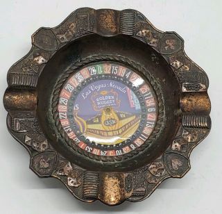 Vtg Golden Nugget Las Vegas Casino Roulette Wheel Ashtray Metalware Rare