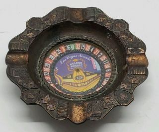 Vtg Golden Nugget Las Vegas Casino Roulette Wheel Ashtray Metalware Rare 2
