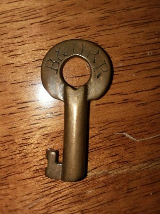 Rare Antique Vintage Brass Barrel Key Stamped B & O