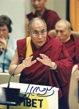 Top 14th Dalai Lama Nobel Prize Autograph,  In - Person Signed Photo