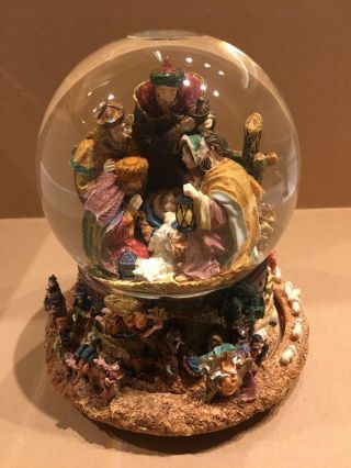 Vtg Musical Snow Globe: The Nativity Scene W/ The Three Wise Men