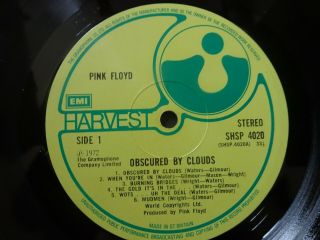 1972 UK FIRST PRESSING - PINK FLOYD - OBSCURED BY CLOUDS Vinyl LP Album 3