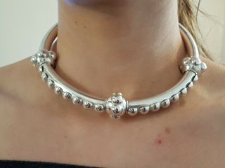 Gorgeous Vintage Sterling Silver Necklace/choker/collar,  Large Statement Piece
