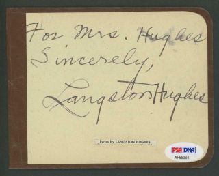 Langston Hughes (1902 - 1967) Signed Album Page | Psa/dna Certified Autograph