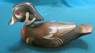 Vintage Solid Wood Duck Decoy Made By The Wooden Bird Factory Signed 1981