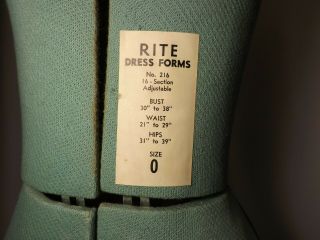Vintage 40 ' s RITE DRESS FORM Adjustable Fabric Cast Iron Base mannequin stand 2