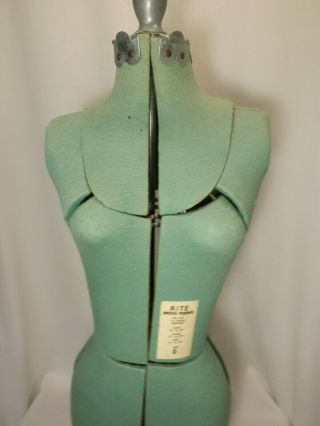 Vintage 40 ' s RITE DRESS FORM Adjustable Fabric Cast Iron Base mannequin stand 3