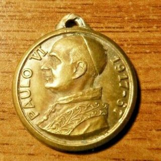 Vintage Catholic Medal Of Pope Paul Vi And Our Lady Of Fatima
