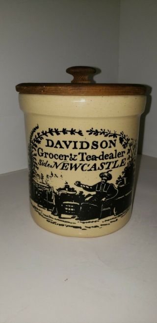 Davidson Grocer & Tea Dealer Side Newcastle Stoneware Crock/ Cookie Jar