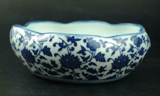 Old Chinese White And Blue Porcelain Hand - Painted Flower Pen Wash B02