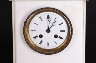 ANTIQUE FRENCH WHITE MARBLE DHELF MANTLE CLOCK 2