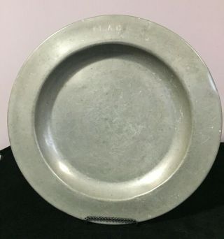 Vintage Pewter 13 3/4 Engraved Charger/large Plate - From England