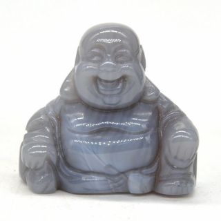 1.  2 " Laughing Maitreya Buddha Figurine Gray Agate Crystal Healing Carving Decor
