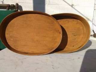 Antique early oval wooden,  single finger lap pantry spice box 2