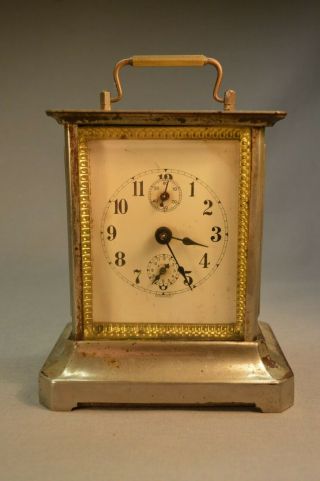 Antique German Carriage Clock 5 3/4 " Tall W/ Key