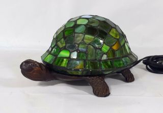 Tiffany Style Green Stained Glass Exotic Turtle Tortoise Desktop Accent Lamp