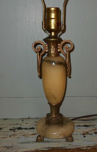 Vintage Art Deco Amber,  Alabaster Table Lamp 2