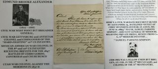Mexican/utah Mormon/civil War General Colonel 10th Us Infantry Letter Signed 