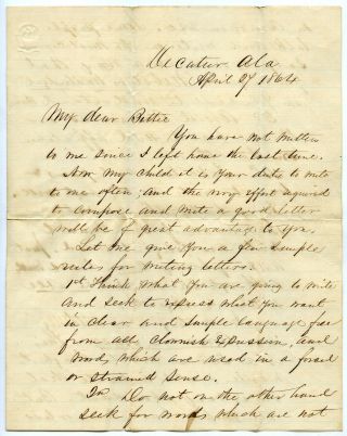 Antique 1864 Letter - Civil War Union General James C Veatch,  Decatur,  Alabama