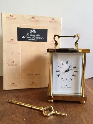 Vintage Matthew Norman 8 Day Brass Striking Carriage Clock