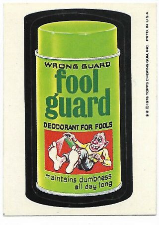1976 Topps Wacky Package Packs 16th 16 Series Sticker Fool - Guard Wb Nm Sl