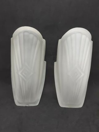 Vintage Frosted White Glass Slip Shades Art Deco Wall Sconce Shade
